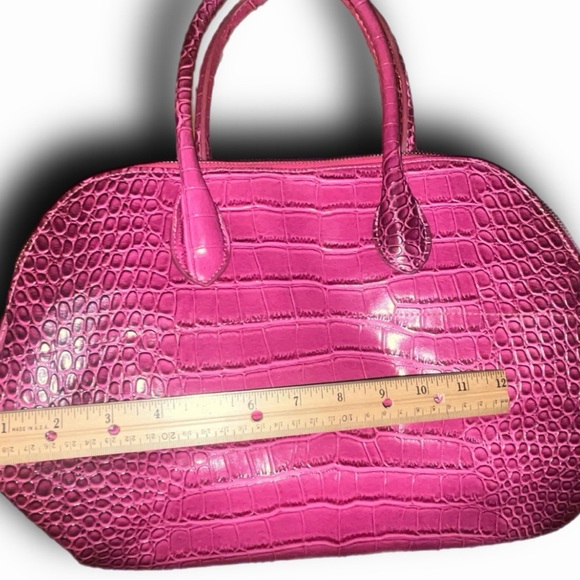 faux hermes design bag | Pink faux alligator | vintage design - Picture 1 of 8